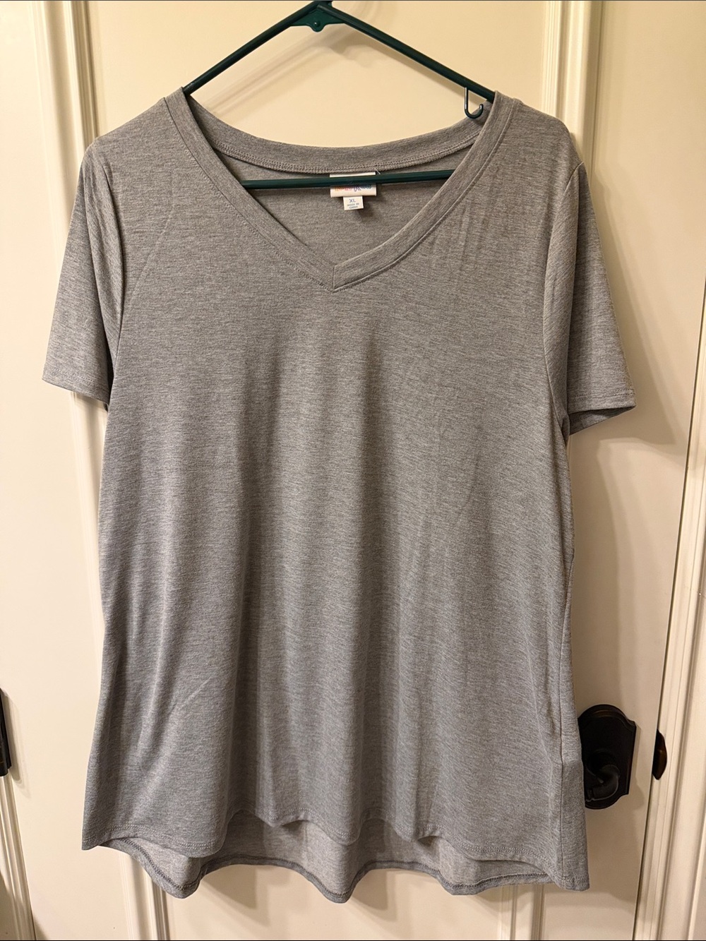 LuLaRoe Gray V-Neck Short Sleeve Christy Tee